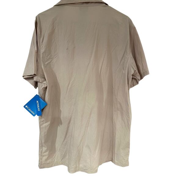 Columbia Omni-Shade Active Fit Shirt Beige Short Sleeve UPF 50 Omni-Wick L NWT - Picture 2 of 7